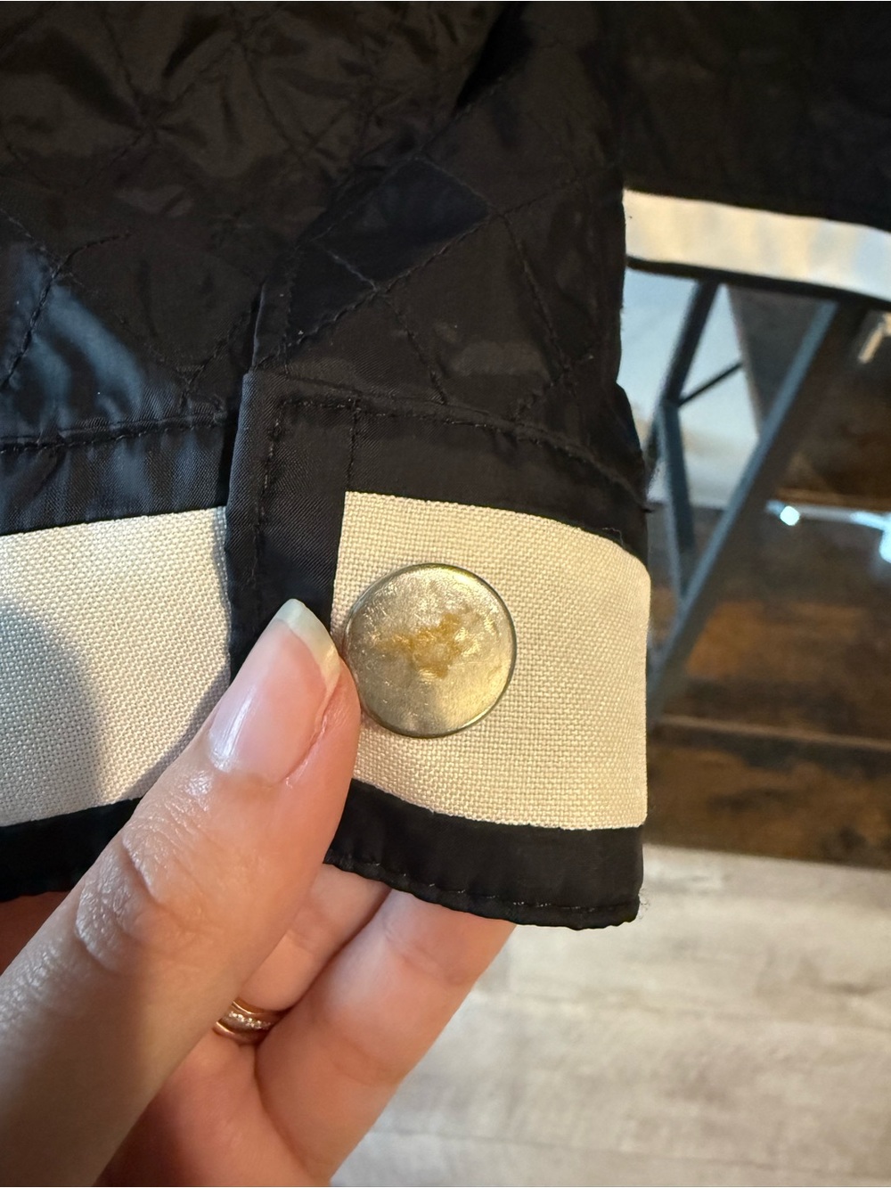 Chicos Black and White Quilted Zip-Front Jacket - Picture 6 of 7